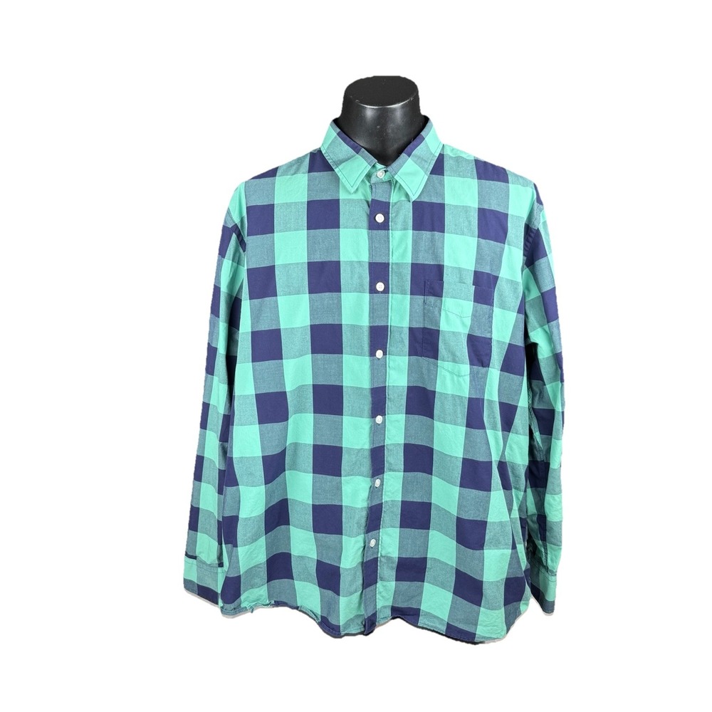 Untuckit XXXL Long Sleeve Buffalo Check Blue Green Shirt Bonarda Plaid - Picture 1 of 7